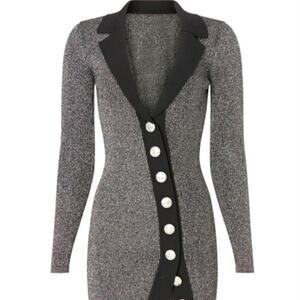 Retrofete Black and Gray Sweater Dress